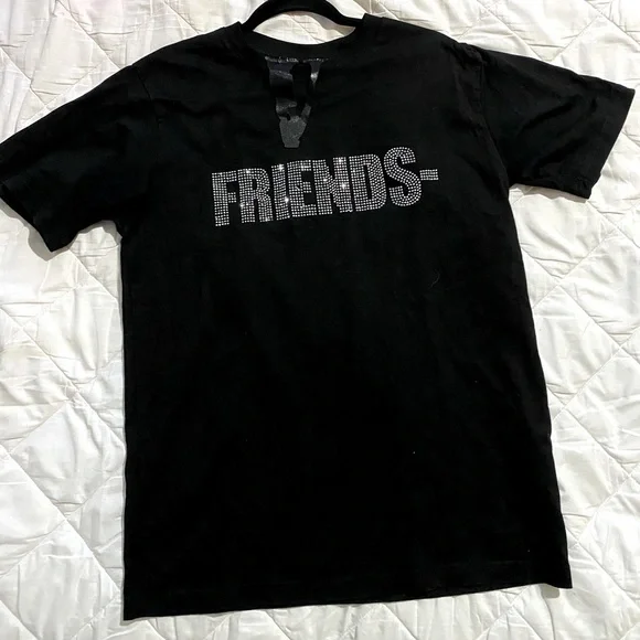 Vlone Rhinestone Shirt VLONE Friends Rhinestone T-Shirt White XL